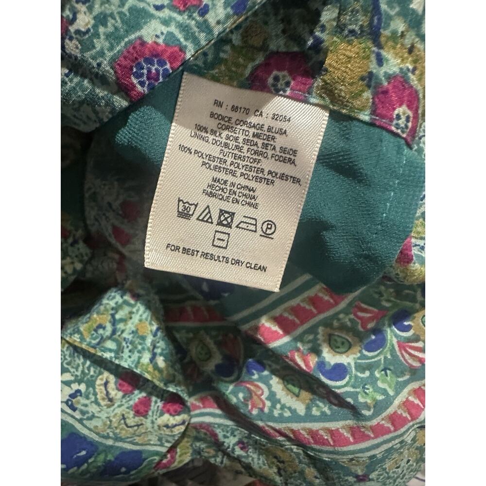 NWT Maeve Anthropologie Meret Silk Tunic Top Green Paisley Floral Anthro Size 4 - Picture 9 of 10